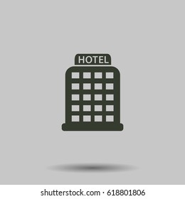 Hotel icon. Flat vector illustration in black on white background.
