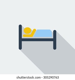 Hotel icon. Flat vector related icon with long shadow for web and mobile applications. It can be used as - logo, pictogram, icon, infographic element. Vector Illustration.