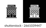 hotel icon in flat version on black and white background