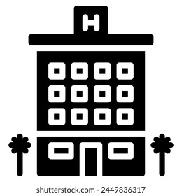hotel icon glyph style, suitable for web and mobile app.