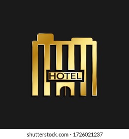 Hotel, icon gold icon. Vector illustration of golden style