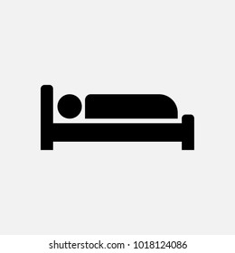 Hotel Icon, Guest House, Accommodation Icon, Person In Bed Icon, Vector Illustration.