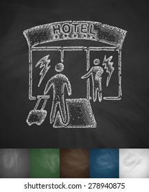 HOTEL icon. Hand drawn vector illustration. Chalkboard Design