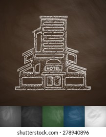 hotel icon. Hand drawn vector illustration. Chalkboard Design