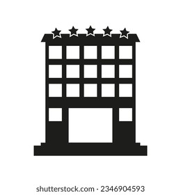 Hotel icon. Image of a five-star hotel. Vector illustration. EPS 10.