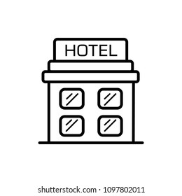 Hotel icon isolated on white background. Simple flat pictogram for business, marketing, internet concept. Trendy modern vector symbol for web site design or mobile app.
