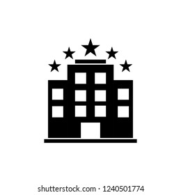 Hotel icon isolated on white background. Simple flat pictogram for business, marketing, internet concept. Trendy modern vector symbol for web site design or mobile app.