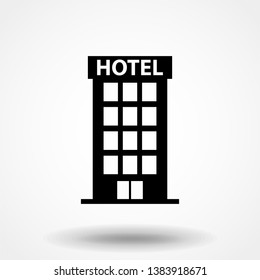 Hotel icon isolated on white background. Simple flat pictogram for business, concept, marketing, internet. Trendy modern vector symbol for web site design or mobile app.