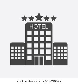 Icono del hotel aislado en fondo blanco. Simple pictograma plano para negocios, marketing, concepto de Internet. Símbolo vectorial moderno de moda para el diseño del sitio web o aplicación móvil.