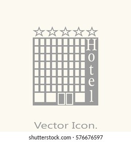 Hotel icon isolated sign symbol and flat style for app, web and digital design. Vector illustration.