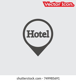 Hotel icon isolated sign symbol and flat style for app, web and digital design. Vector illustration.