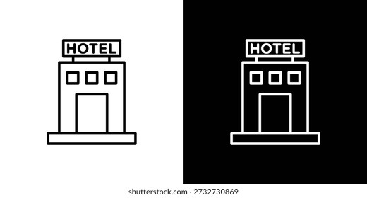 Hotelsymbol im Liniendesign. Symbol für bearbeitbaren Strich.