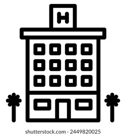 hotel icon line style, suitable for web and mobile app.