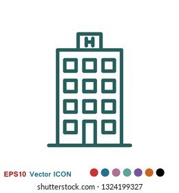 Hotel icon logo, illustration, vector sign symbol for design