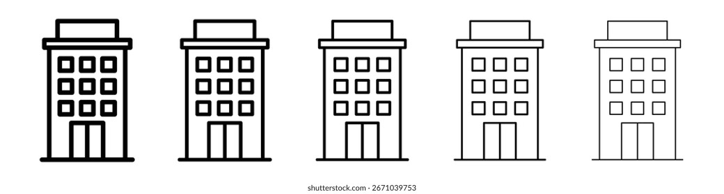 logotipo do ícone do hotel na coleção de linhas de traçado