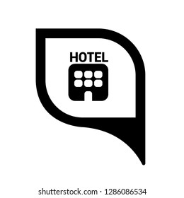 hotel icon and map pin. hotel here. Designed for your web site design, logo, app, UI