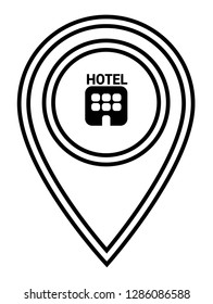 hotel icon and map pin. hotel here. Designed for your web site design, logo, app, UI