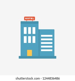 Hotel Icon. Modern Minimal Flat Design Style Building, Vector illustration. Travel Icons Set