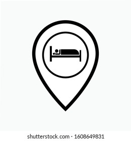 Hotel Icon. Motel Location Symbol for Design, Presentation, Website or Apps Elements - Vector. Logo Template.