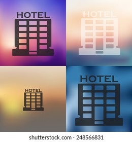 hotel icon on blurred background