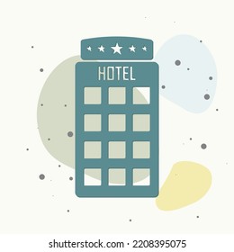 Hotel icon on multicolored background. Layers grouped for easy editing illustration. For your design.