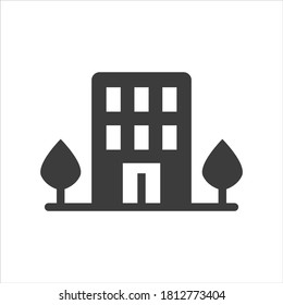 Icono del hotel sobre fondo blanco