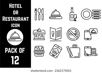 Hotel icon pack bundle lineart vector template