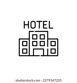 Hotel icon. Pixel perfect, editable stroke