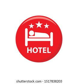 Hotel icon red button. Hotel icon web button. illustration on white background. EPS 10