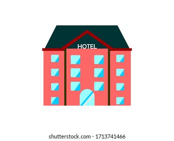 Hotel, icon hotel, reservation, porter, recreation, building. Flat design, vector.