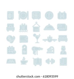 hotel icon, room service, thin line icons set, vector illustration