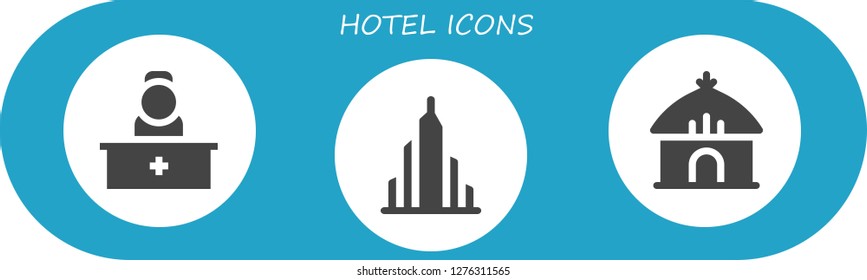 "hotel icon set. 3 filled hotel icons. Simple modern icons about - Reception