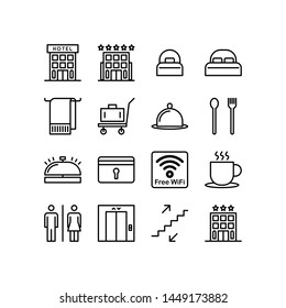 Hotel Icon set. black line illustration vector isolated on white background