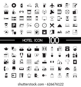 Hotel icon set black and white