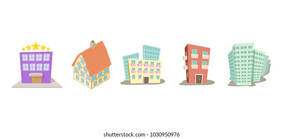 Hotel icon set. Cartoon set of hotel vector icons for web design isolated on white background