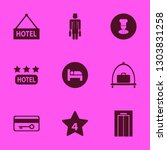 hotel icon set with hotel, chef and bellhop vector illustration
