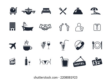 Hotel Icon set, drink, food, illustration