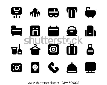 Hotel Icon Set Filled Style. Service Theme Icon Pack, Perfect for Websites, Landing Pages, Mobile Apps, and Presentations. Suitable for UI UX.
