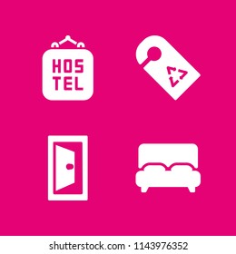 hotel icon set with hostel, doorknob and door vector icons for web and graphic design