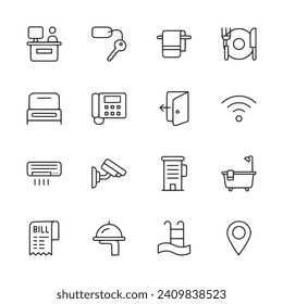 Hotel icon set isolated on white