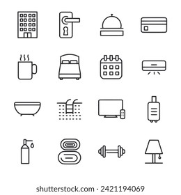 Hotel icon set isolated on white