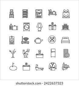 hotel icon set. line icon collection. Containing icons