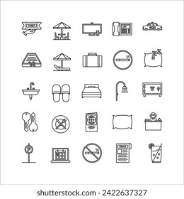 hotel icon set. line icon collection. Containing icons