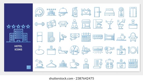hotel icon set. line gradient icon collection. Containing icons. 