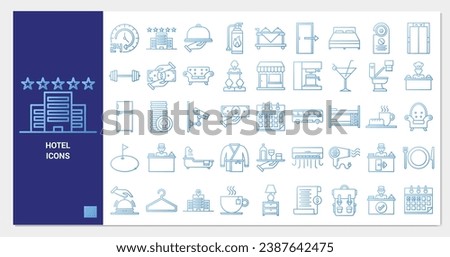 hotel icon set. line gradient icon collection. Containing icons. 