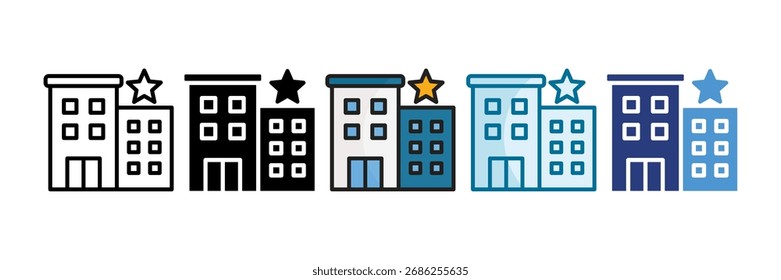 Hotel Icon Set Colección de estilo múltiple