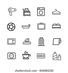 Hotel icon set on white background