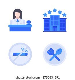 hotel icon set = receptionist girl, hotel 5 star, no smoking, cutlery
