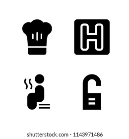 hotel icon set with sauna, chef and doorknob vector icons for web and graphic design