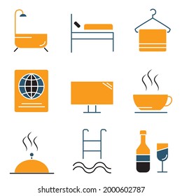 icono del hotel. conjunto de hoteles símbolos vectoriales para web infográfica.